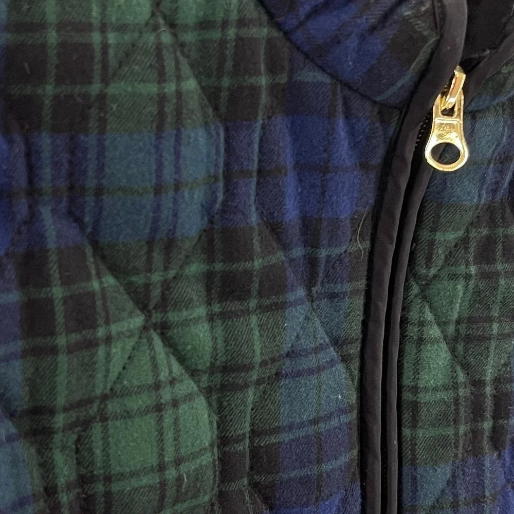 Croft & Barrow Quilted Vest Womens M Blue Green Plaid‎ Preppy Hiking Gorpcore